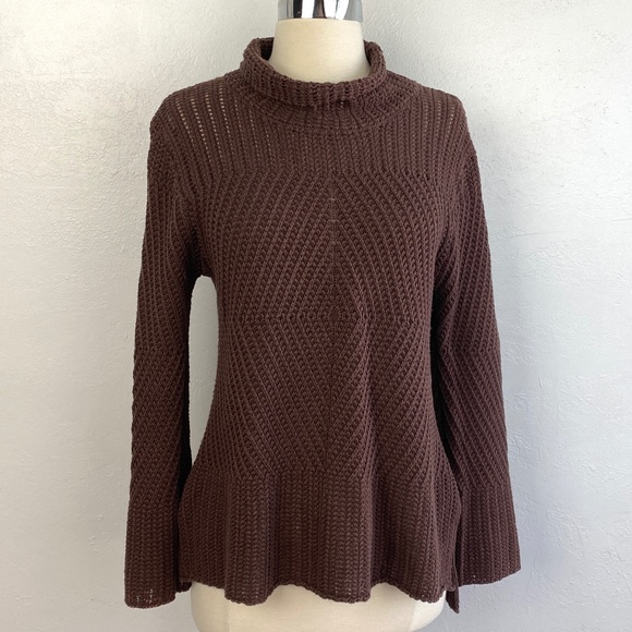 Echo Verde Sweaters - Echo Verde Brown Sweater Small Pullover Organic Cotton Long Sleeves Boho Preppy